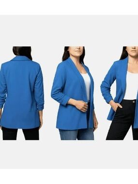 Women's Bright Blue Open-Front Blazer Jacket